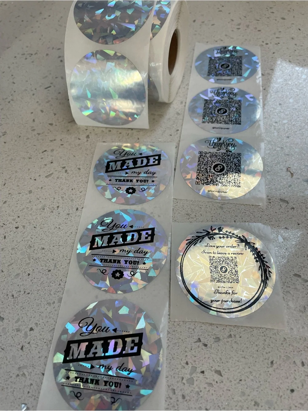 50 Custom 2” circle labels with your QR code or Thank You!